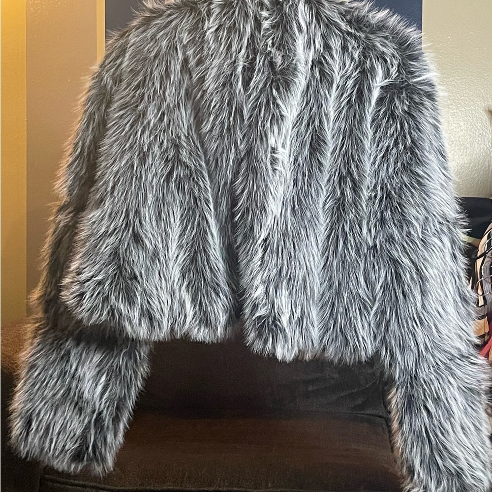 Gray Faux Fur Women's Jacket